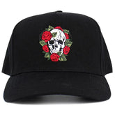 Skull & Rose Vintage Black Adjustable Snapback Hat by KB Ethos